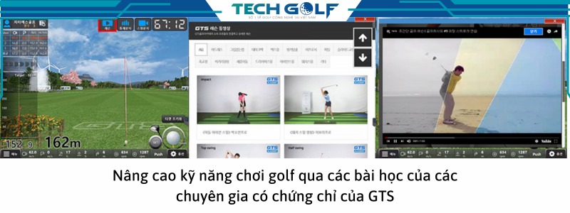 Phần mềm GTS cung cấp các video bài học hỗ trợ cải thiện kỹ thuật chơi golf