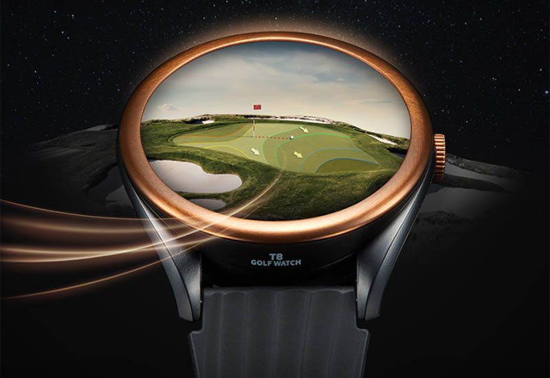 T8 Golf GPS được trang bị màn hình cảm ứng màu, mang đến cảm giác chân thật nhất