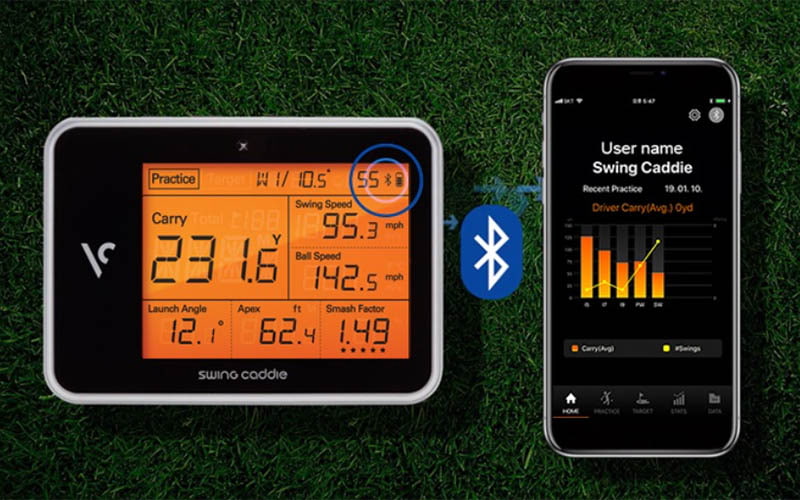 Máy đo tốc độ swing golf Voice Caddie SC300 có tính năng kết nối Bluetooth với các thiết bị điện tử thông minh