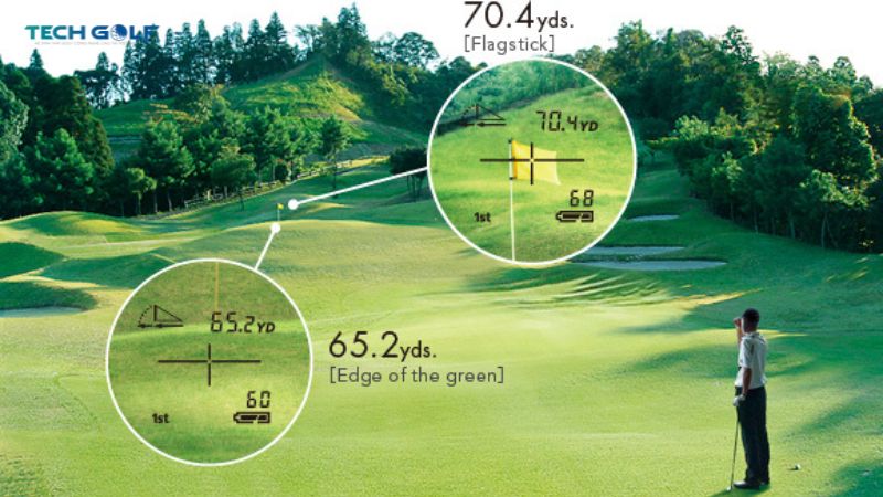 Ống nhòm golf đo khoảng cách giúp người chơi tính được các chỉ số