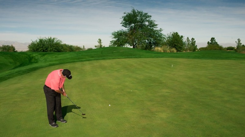 Golfer cần tính toán kỹ càng trước khi thực hiện cú đánh ở địa hình dốc tại green