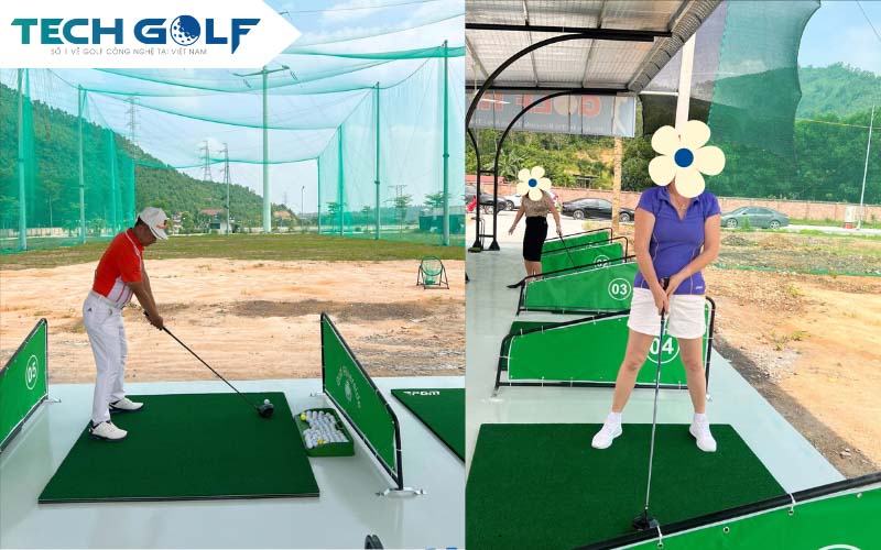 HLV Đinh Công Lợi và khách hàng trải nghiệm sân tập golf Thanh Sơn Riverside