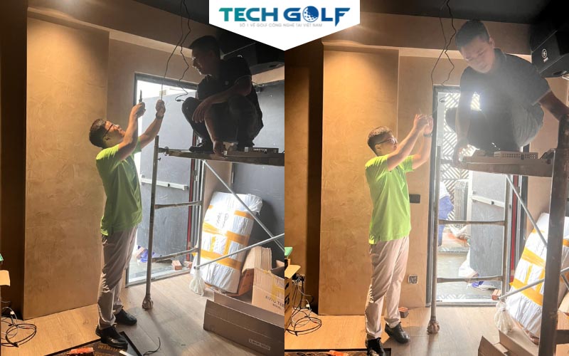 Chuyên gia Park Joon Ho giám sát lắp đặt cảm biến và camera của phòng golf 3D cao cấp tại Quảng An, Tây Hồ