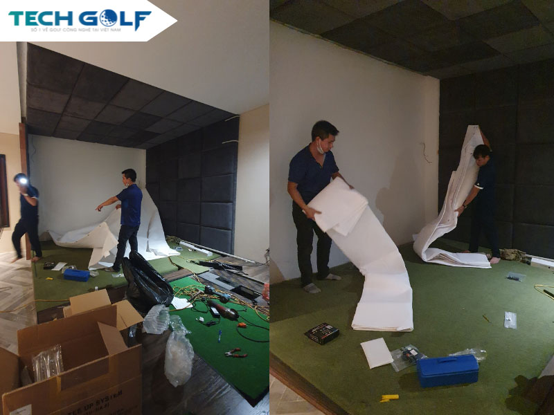Kỹ sư thi công phần mặt sàn và vách bỉ cho phòng golf 3D