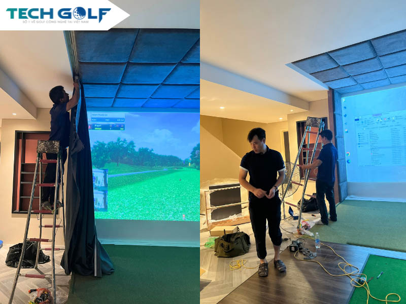 Lắp đặt các thiết bị cảm biến của dự án phòng golf 3D Okongolf thứ 2 tại Long Biên