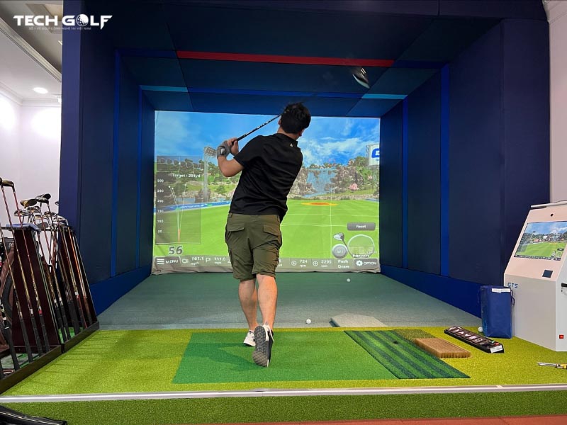 Phòng golf 3D GTS tại Techgolf mô phỏng sân golf 3D với độ chính xác lên đến 97% được nhiều golfer yêu thích