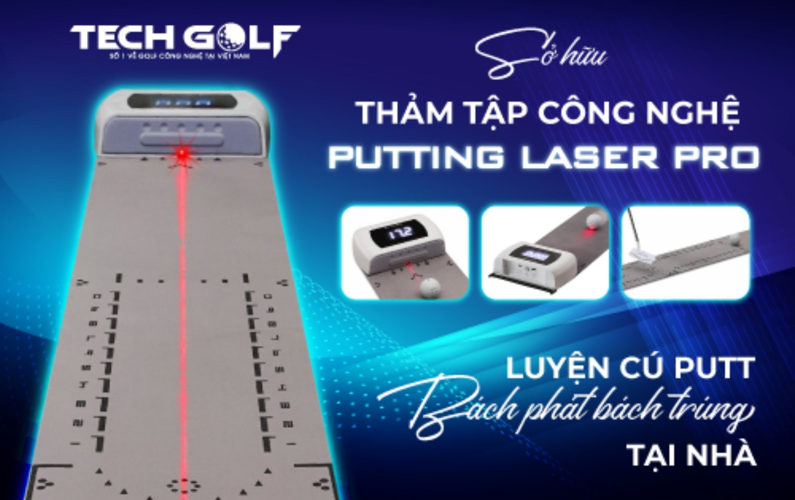 Thảm công nghệ Putting Laser Pro là thiết bị tập putt hiệu quả tại nhà cho các golfer