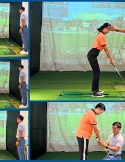 Các sinh viên trải nghiệm chơi golf 3D với phần mềm GTS