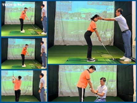 Các sinh viên trải nghiệm chơi golf 3D với phần mềm GTS